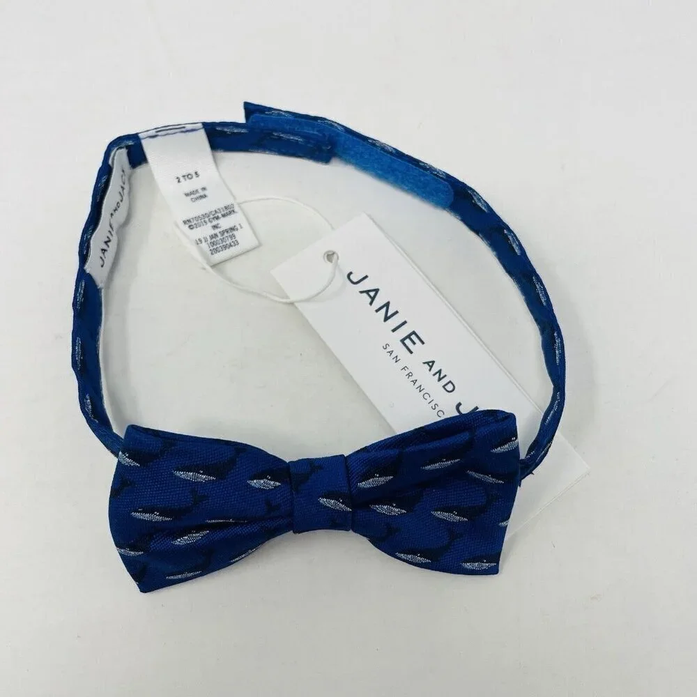 Janie and Jack‎ Youth Boys Size 2-5 Years Adjustable Whale Print Bowtie in Blue